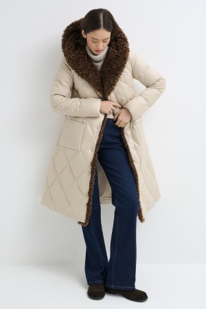 пуховое пальто с капюшоном - женские пальто меховые 