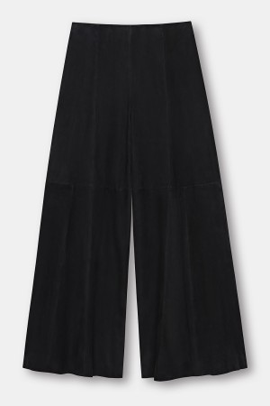 расклешенные брюки из натуральной замши  - женские брюки снежная королева 