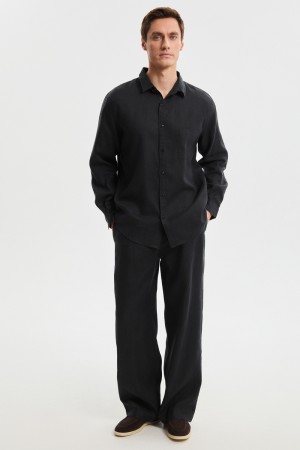 рубашка изо льна - мужская одежда на застежке 