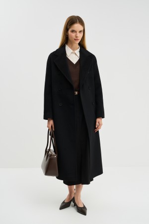 шерстяное пальто с поясом - верхняя одежда женская 