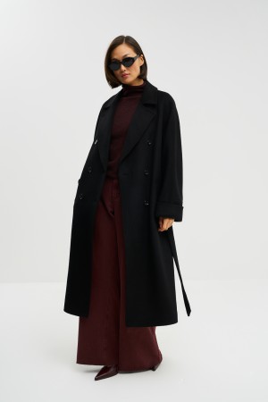 шерстяное пальто с поясом - женская одежда, обувь и аксессуары прямая 