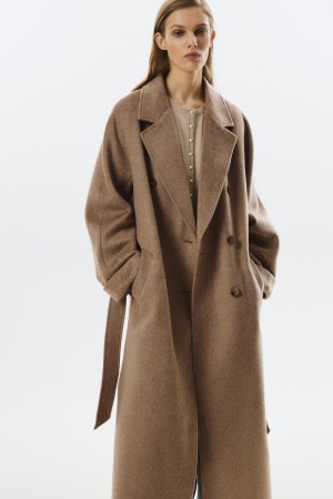 шерстяное пальто с поясом - женская одежда, обувь и аксессуары недорогая 