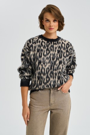 шерстяной джемпер анималистичной расцветки - женские джемперы из спандекса 
