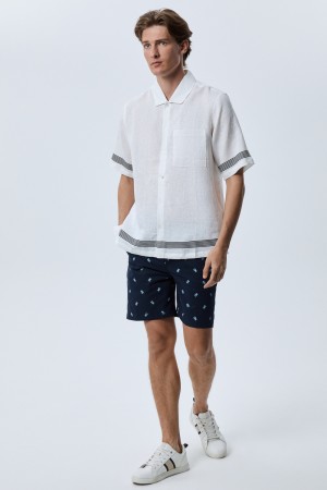 шорты с принтом - мужская одежда с поясом 