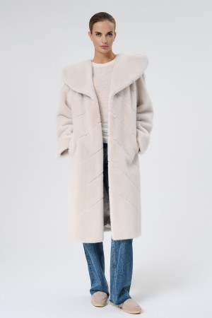 шуба из искусственного меха с поясом - женские шубы по распродаже