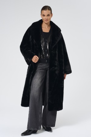 шуба из искусственного меха с поясом - женские шубы по распродаже