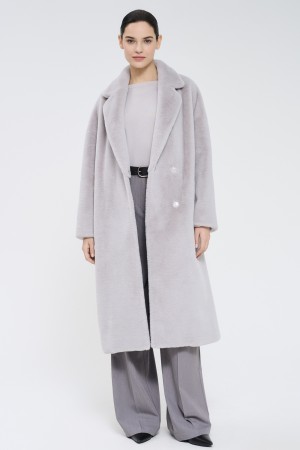 шуба из искусственного меха с поясом - женские шубы по распродаже