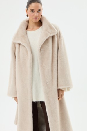 шуба из искусственного меха с поясом - женские шубы по распродаже