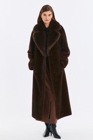 шуба из искусственного меха с поясом - женские шубы по распродаже