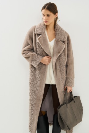 шуба из искусственного меха с поясом - женские шубы по распродаже