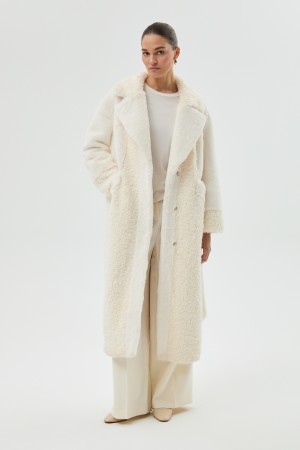 шуба из искусственного меха с поясом - женские шубы по распродаже