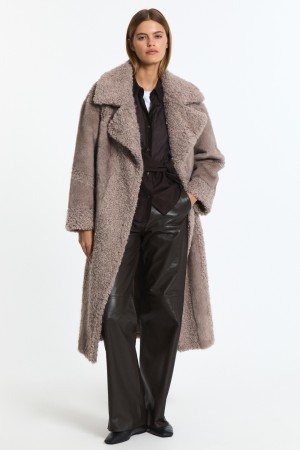 шуба из искусственного меха с поясом - женские шубы по распродаже