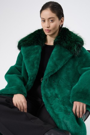 шуба из искусственного меха с поясом - женские шубы и полушубки оверсайз 