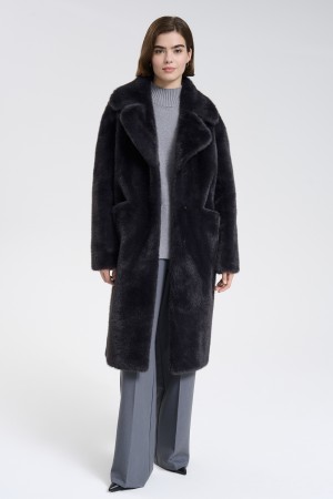 шуба из искусственного меха с поясом - женские шубы по распродаже