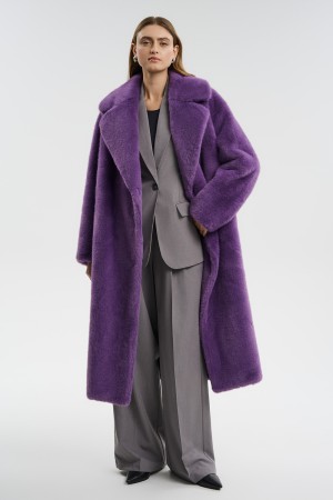 шуба из искусственного меха с поясом - женские шубы по распродаже