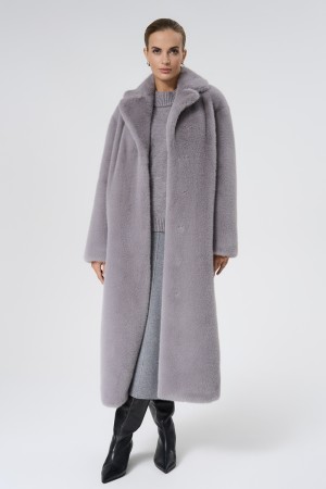 шуба из искусственного меха с поясом - женские шубы по распродаже