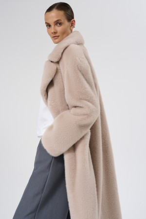 шуба из искусственного меха с поясом - женские шубы по распродаже