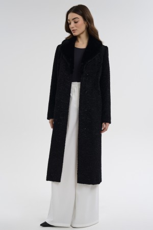 шуба из искусственного меха с поясом - женские шубы по распродаже