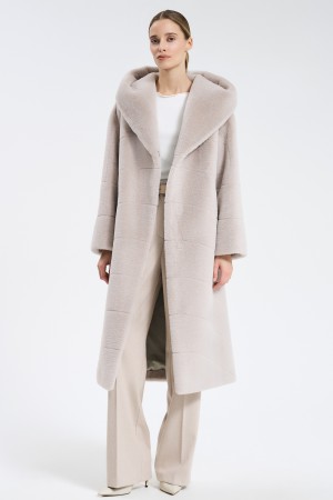 шуба из искусственного меха с поясом - женские шубы по распродаже