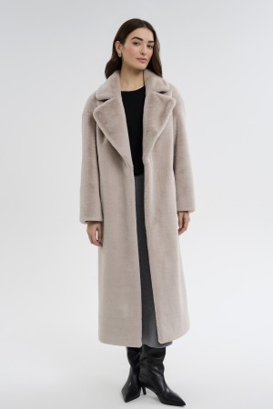 шуба из искусственного меха с поясом - женские шубы по распродаже