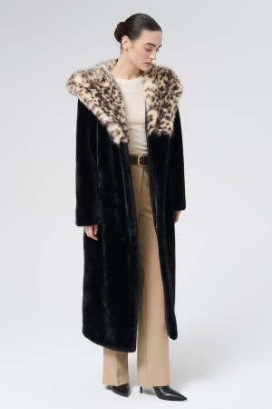 шуба из искусственного меха с поясом - женские шубы и полушубки широкие 