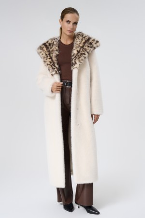 шуба из искусственного меха с поясом - женская одежда, обувь и аксессуары широкая 