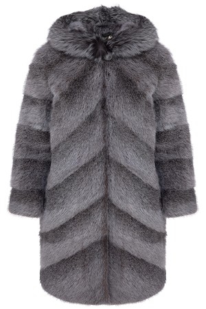 шуба из меха нутрии и отделкой мехом песца - верхняя одежда