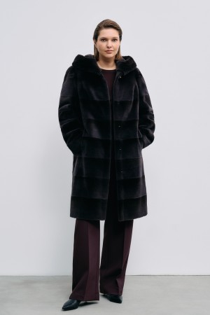 шуба из меха нутрии с отделкой мехом норки - женские шубы осенние 