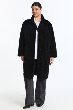 шуба из овчины с отделкой мехом норки - женские шубы с воротом 