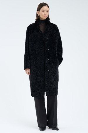 шуба из овчины с отделкой мехом норки - женские шубы и дубленки с воротом 