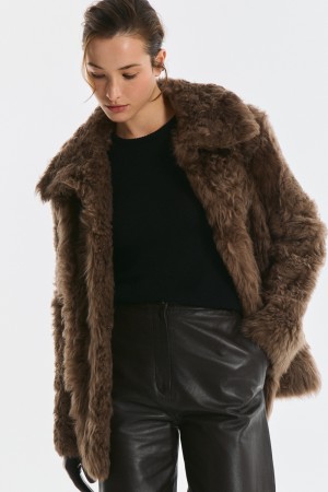 шуба из овчины с поясом - женские шубы и полушубки из овчины 