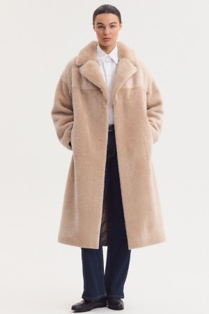 шуба из овчины с поясом - женские шубы по распродаже