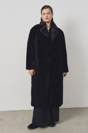 шуба из овчины с поясом - женская верхняя одежда зимняя 