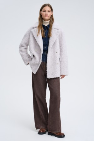 шуба из овечьей шерсти - женские шубы с карманами 