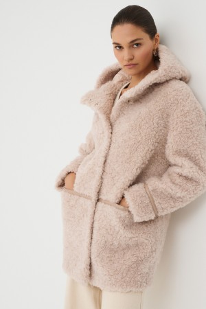 шуба из шерсти с капюшоном - женские шубы из полиэстера 