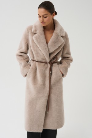 шуба из шерсти с поясом - женские шубы по распродаже