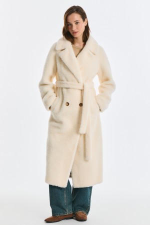 шуба из шерсти с поясом - женские шубы по распродаже