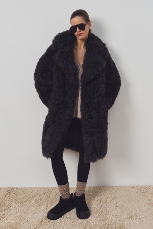 шуба из тибетской овчины - женская верхняя одежда серая 