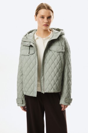 стеганая куртка с капюшоном фотография