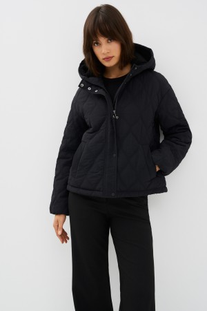 стеганая куртка с капюшоном фотография