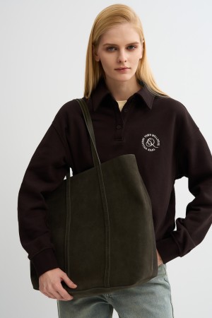 сумка шоппер из натуральной замши фотография