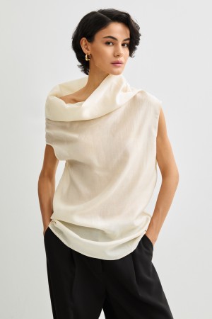 топ с объемным воротом - женская одежда, обувь и аксессуары из полиэстера 