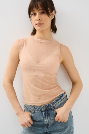 топ с отделкой стразами - женские топы и майки пластиковые 