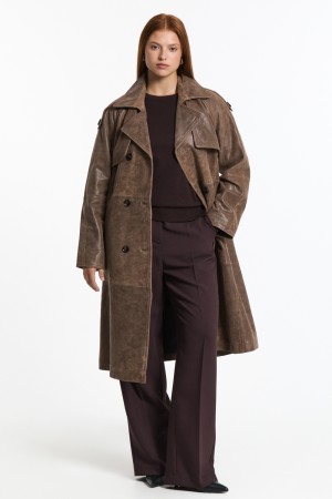 тренч из натуральной кожи - женские пальто и плащи из натуральной кожи 