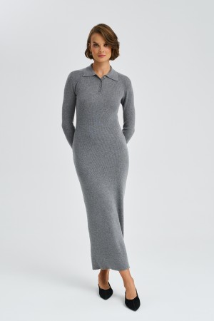 трикотажное платье в рубчик - женские платья нейлоновые 