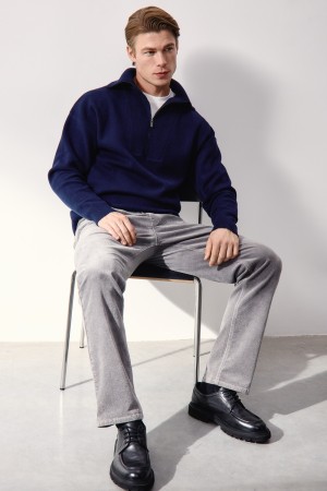 трикотажный джемпер с воротником на молнии - мужские джемперы из вискозы 