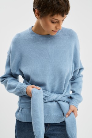 трикотажный джемпер с завязками - женские джемперы на завязках 