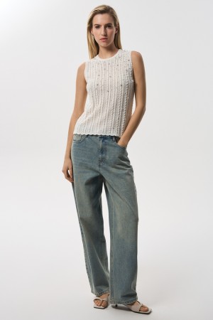 трикотажный топ с декором - женские топы и майки снежная королева 