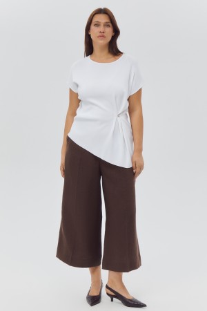 трикотажный топ с драпировкой - женские топы и майки нейлоновые 