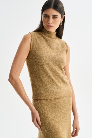 трикотажный топ с пайетками - женские топы и майки нейлоновые 